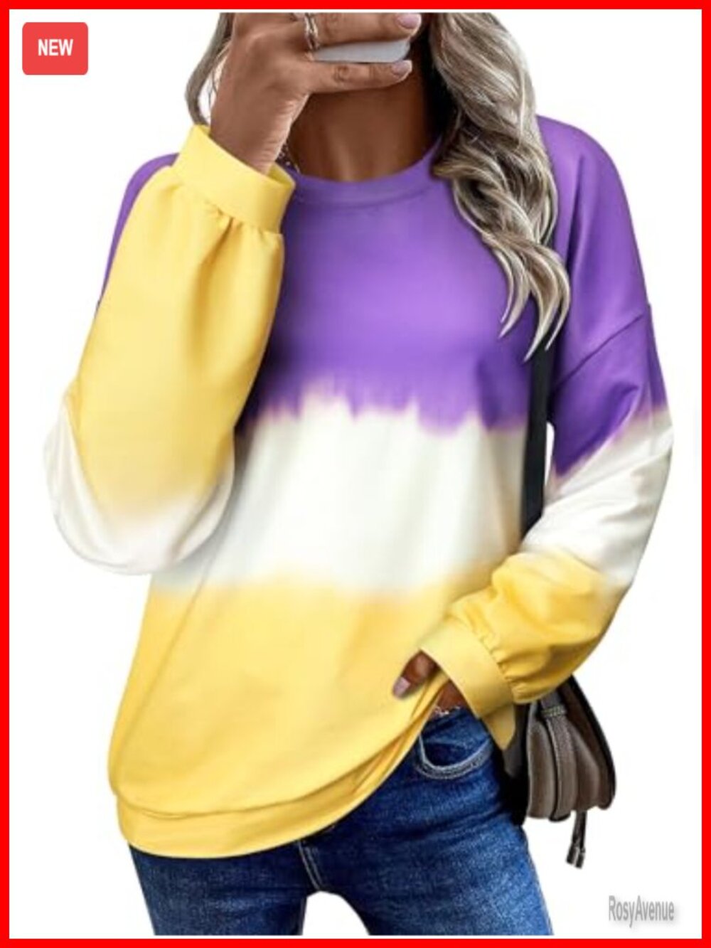 Oversized Tie Dye Crew Neck Sweatshirt Pullover Casual Fall Winter